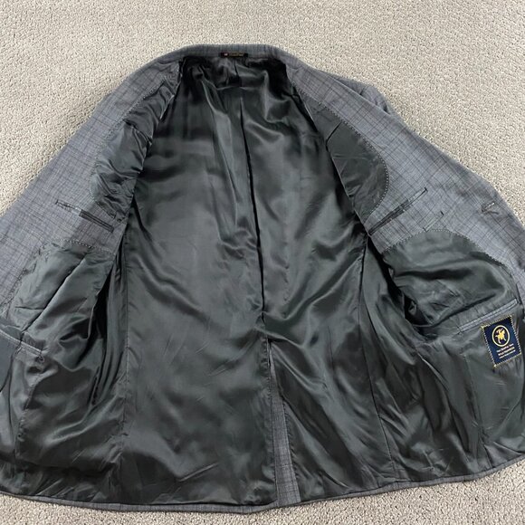 Hart Schaffner Marx Gold Trumpeter Blazer Sport Coat Men's 44R Gray Check - Picture 6 of 15